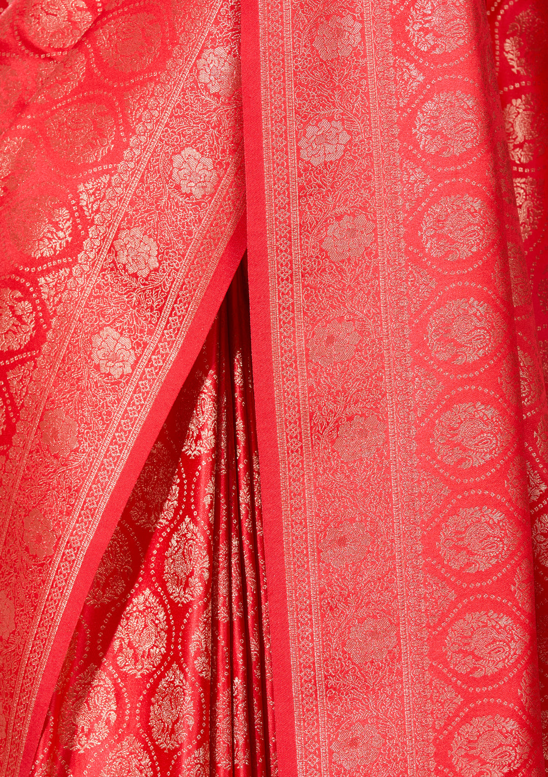 Red Banarasi Art Silk Saree With Matching Blouse Piece