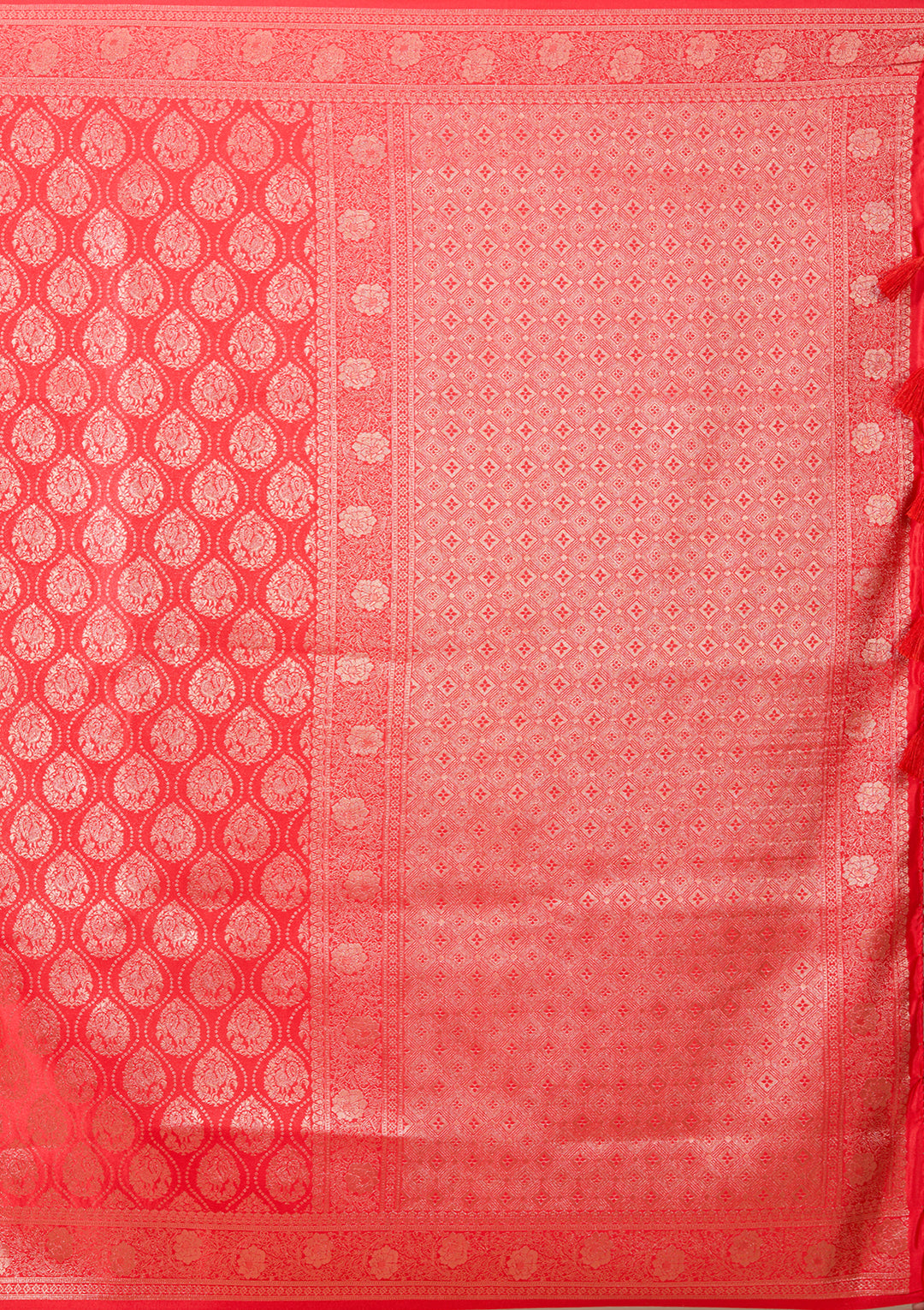 Red Banarasi Art Silk Saree With Matching Blouse Piece