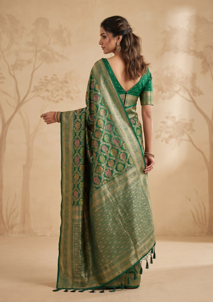 Bottle Green Banarasi Art Silk Saree