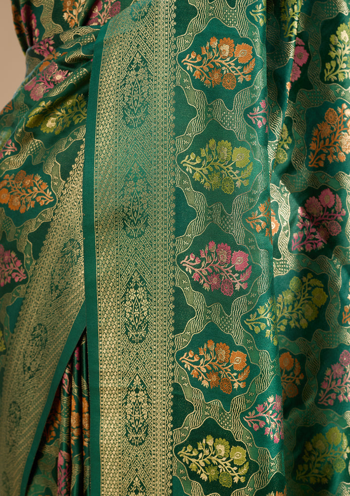 Bottle Green Banarasi Art Silk Saree