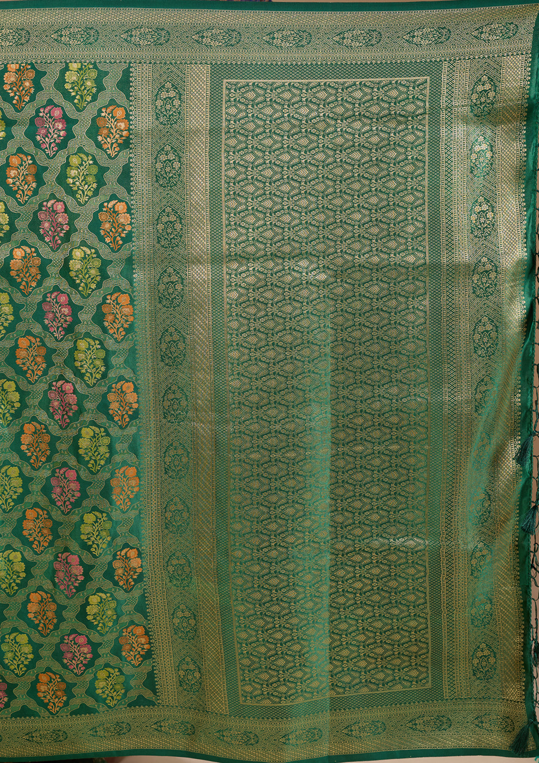 Bottle Green Banarasi Art Silk Saree