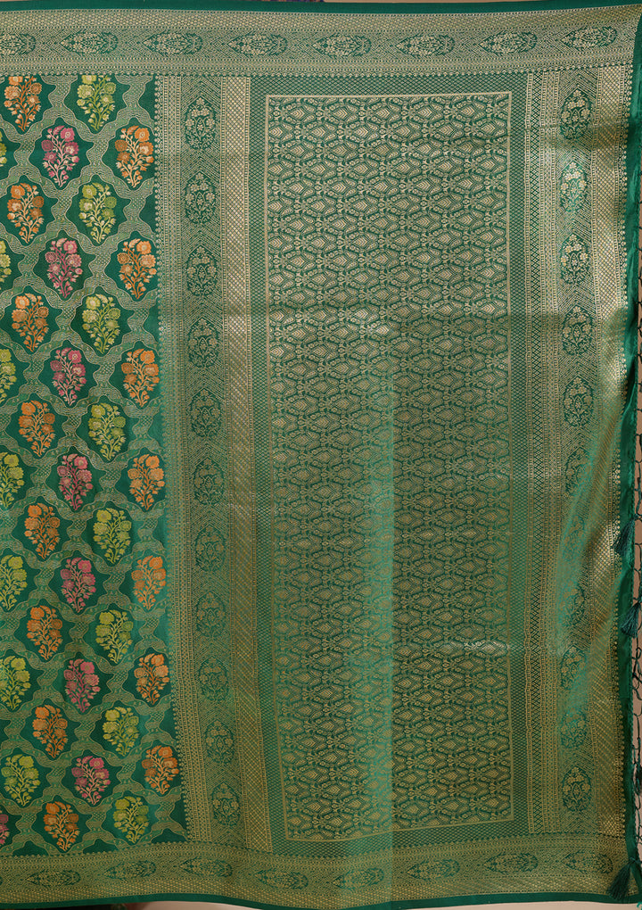 Bottle Green Banarasi Art Silk Saree