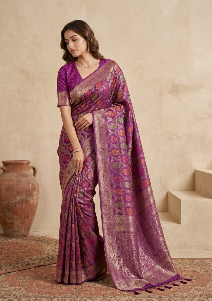 Purple Banarasi Art Silk Saree