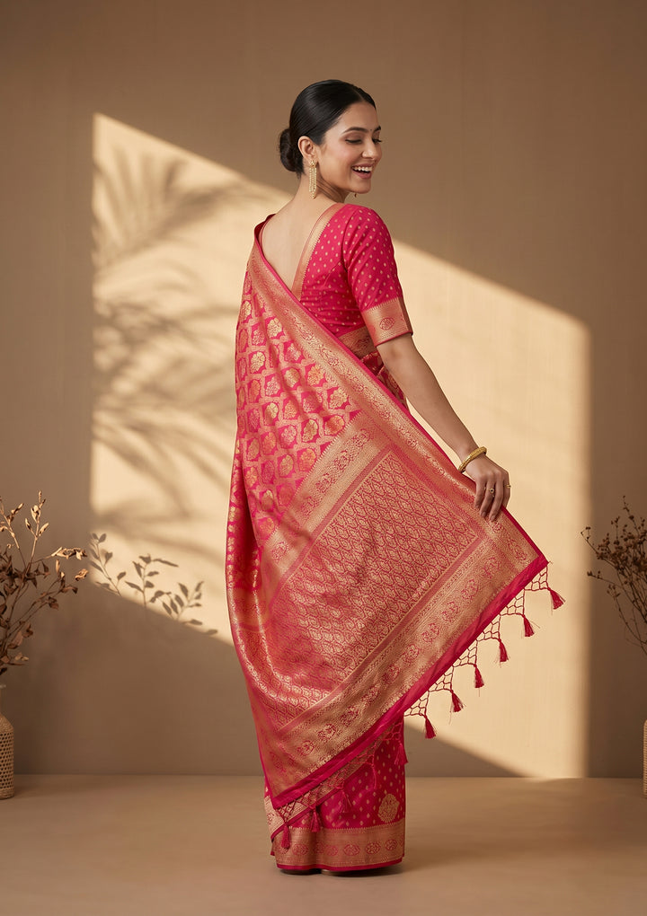 Rani Pink Banarasi Art Silk Saree