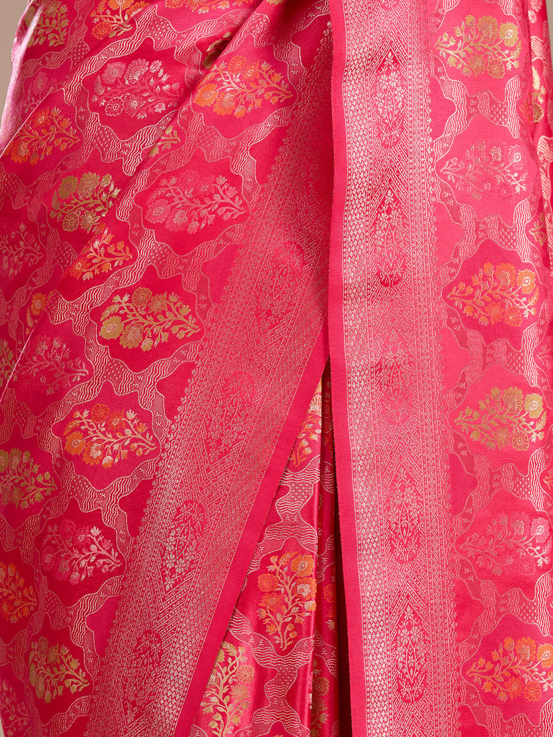 Rani Pink Banarasi Art Silk Saree