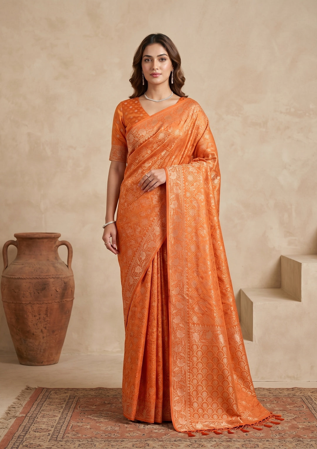 Rust Patola Art Silk Saree