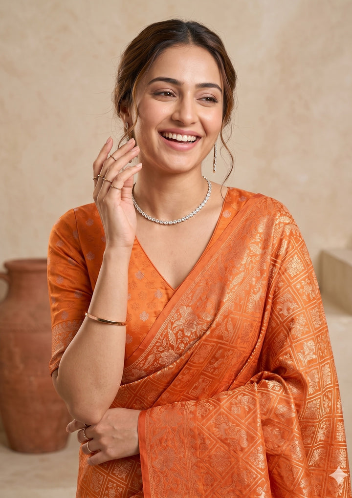 Rust Patola Art Silk Saree