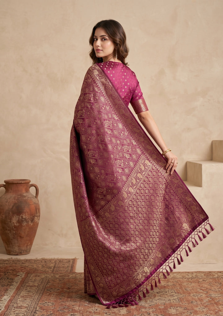 Wine Patola Art Silk Saree