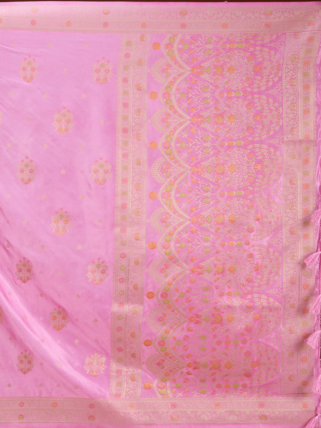 Baby Pink Silk Buti Saree With Matching Blouse Piece