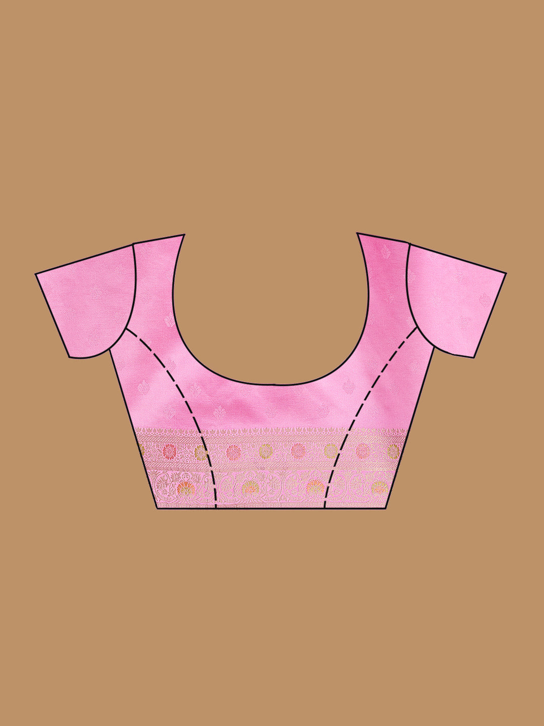 Baby Pink Silk Buti Saree With Matching Blouse Piece