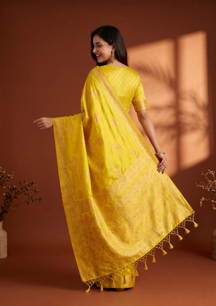 Yellow Banarasi Art Silk Saree