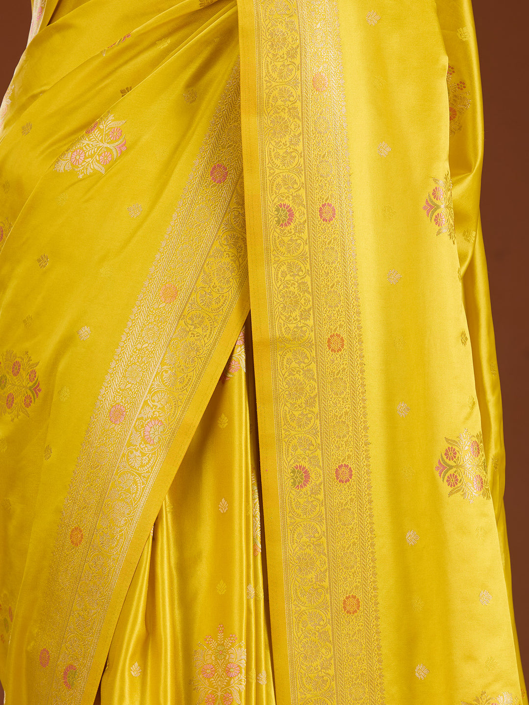 Yellow Banarasi Art Silk Saree