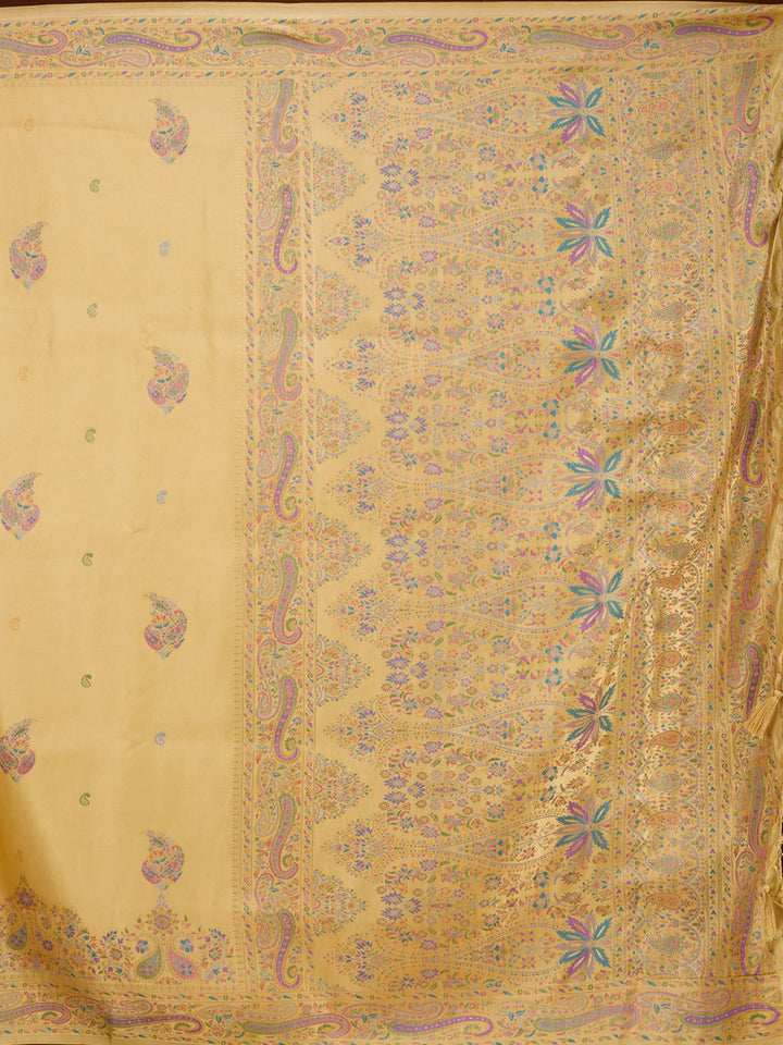 Gold Silk Buti Saree With Matching Blouse Piece