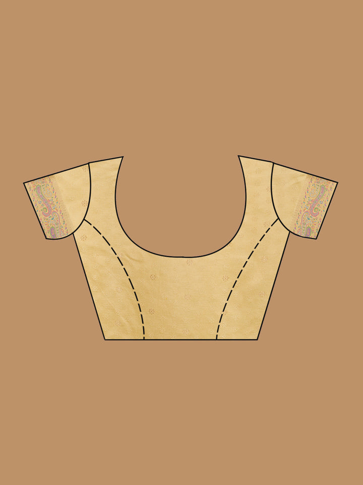 Gold Silk Buti Saree With Matching Blouse Piece