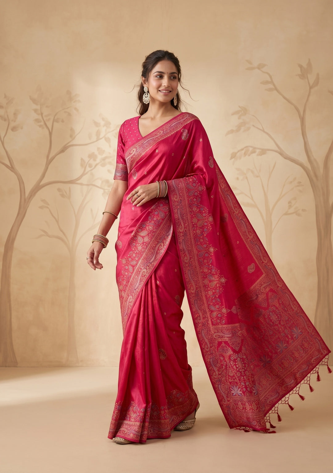 Rani Pink Kanjivaram Art Silk Saree