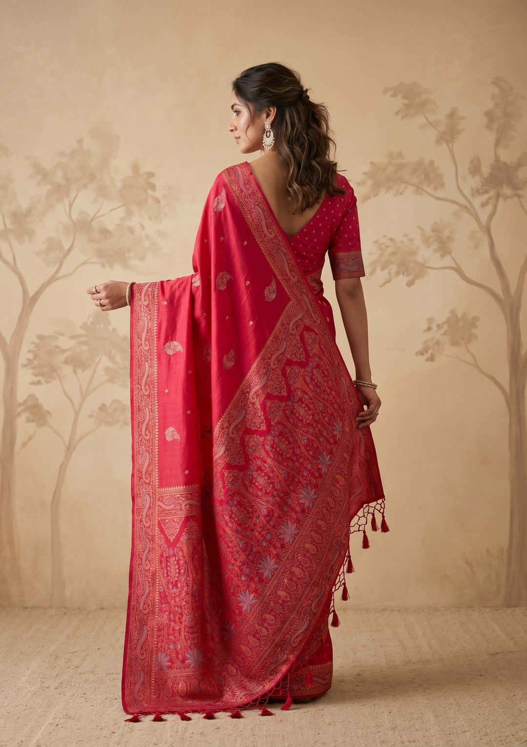 Rani Pink Kanjivaram Art Silk Saree