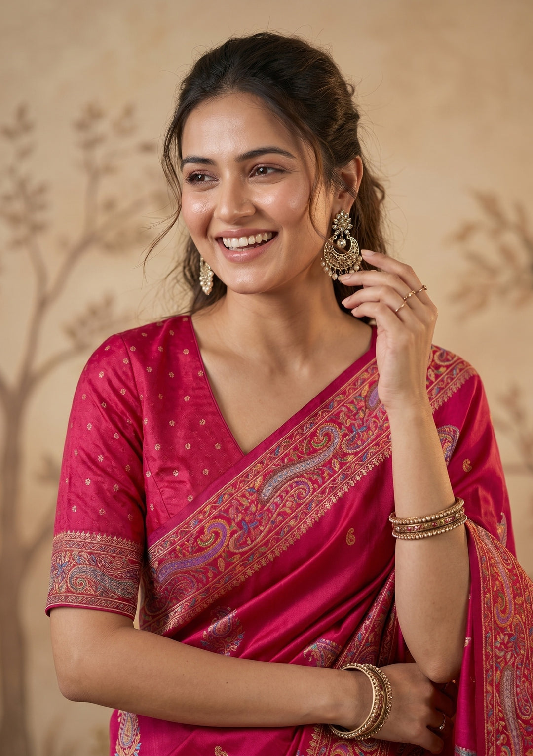 Rani Pink Kanjivaram Art Silk Saree