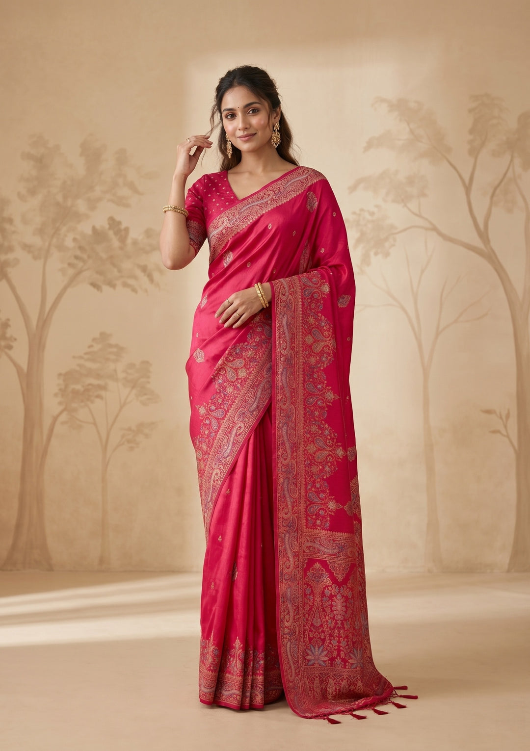 Rani Pink Kanjivaram Art Silk Saree