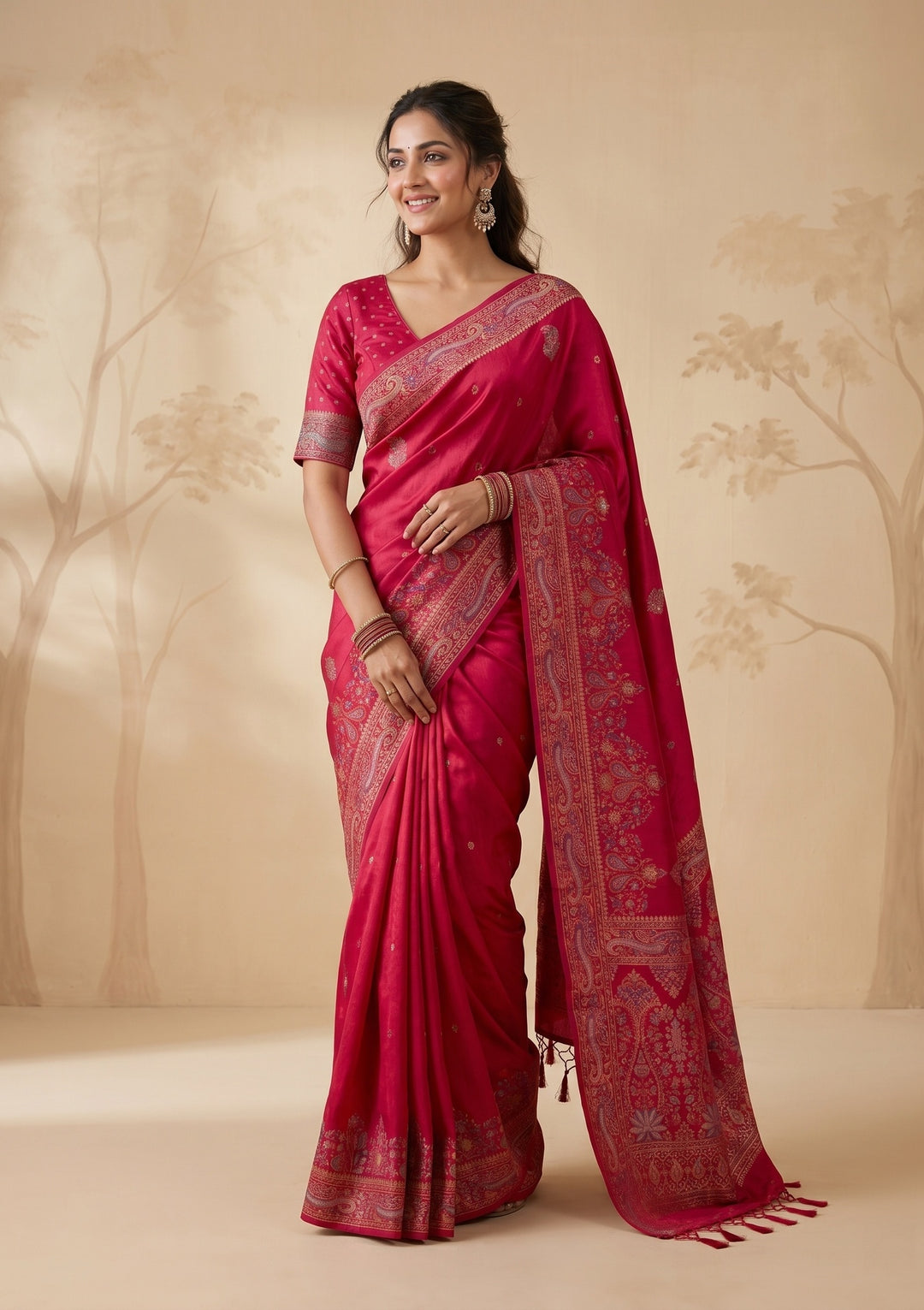 Rani Pink Kanjivaram Art Silk Saree