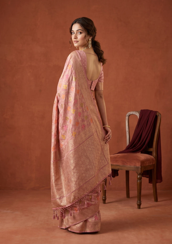 Onion Pink Banarasi Art Silk Saree