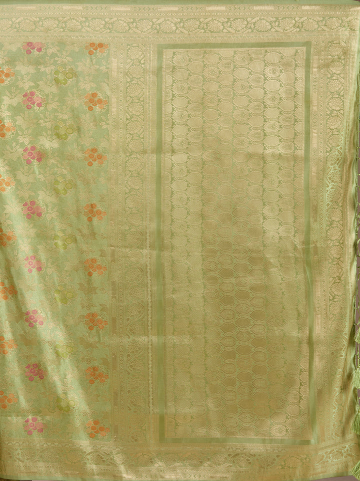 Parrot Green Banarasi Art Silk Saree