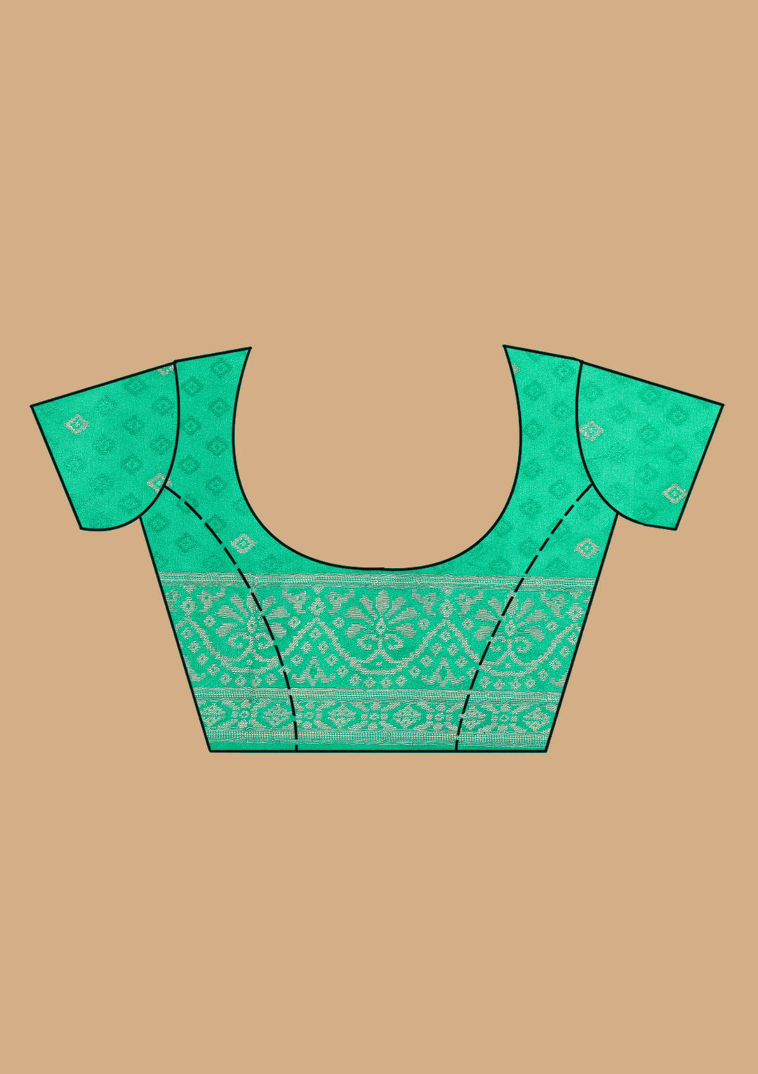 Rama Green Patola Art Silk Saree With Matching Blouse Piece