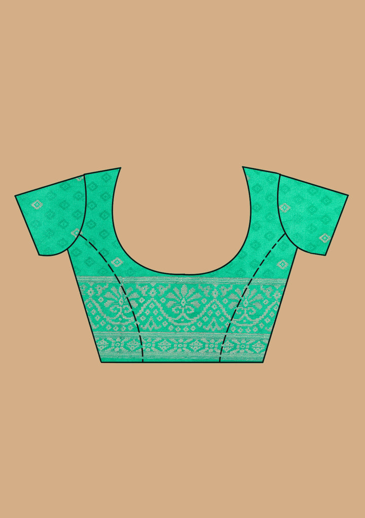 Rama Green Patola Art Silk Saree With Matching Blouse Piece