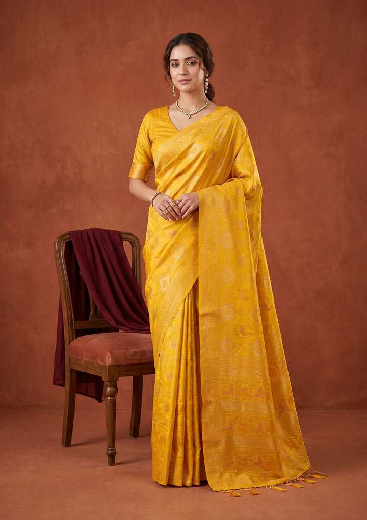 Yellow Patola Art Silk Saree