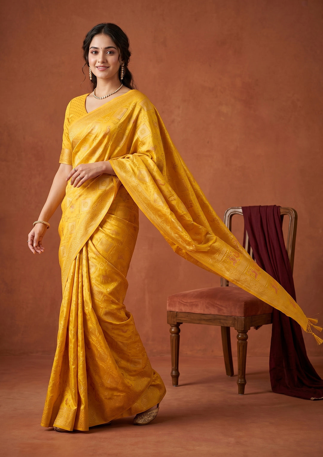 Yellow Patola Art Silk Saree