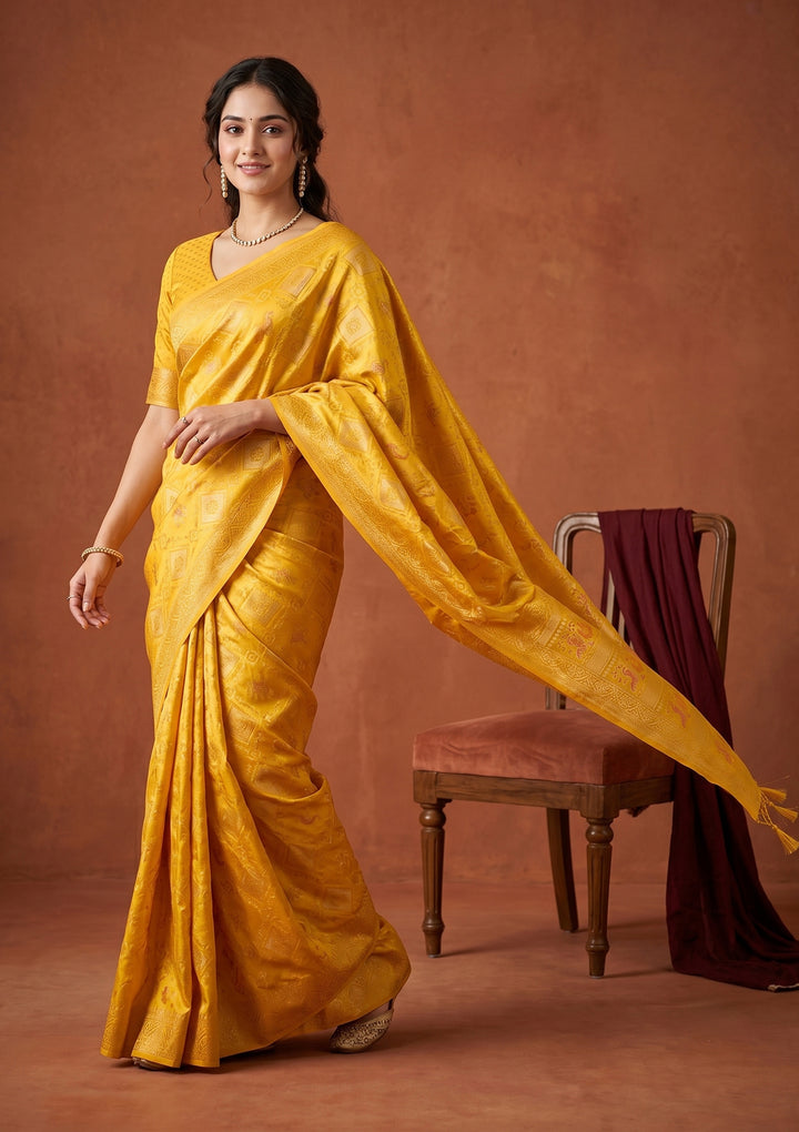 Yellow Patola Art Silk Saree