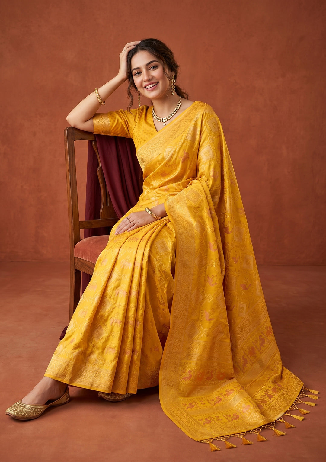 Yellow Patola Art Silk Saree