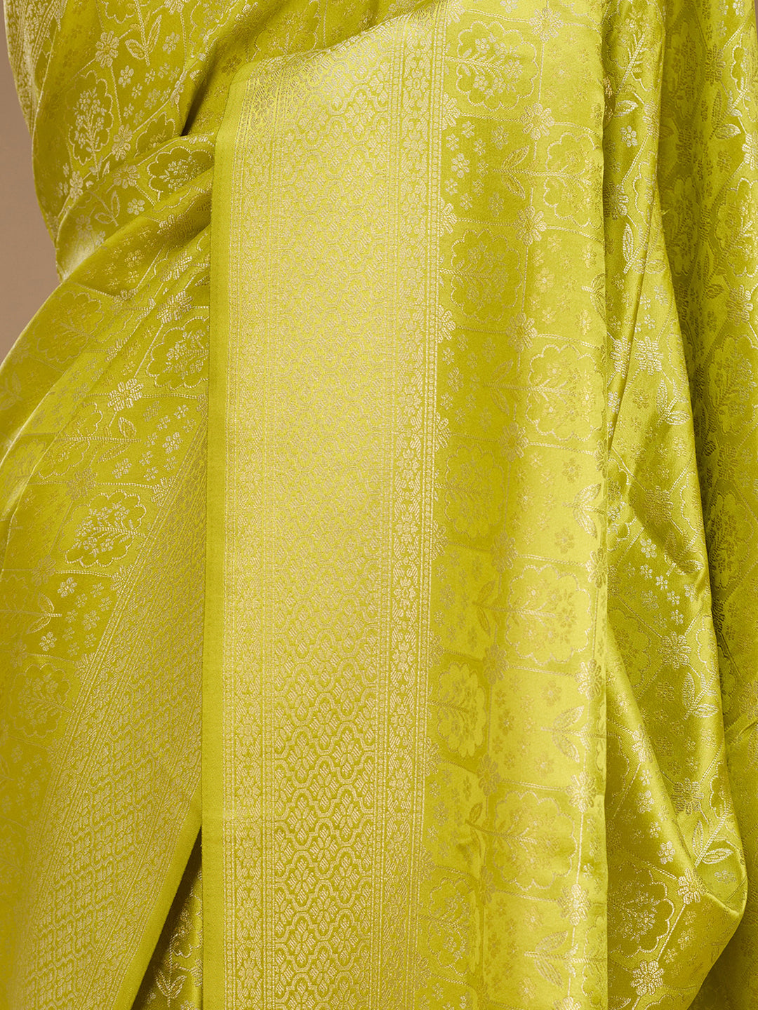 Lime Green Kanjivaram Art Silk Saree
