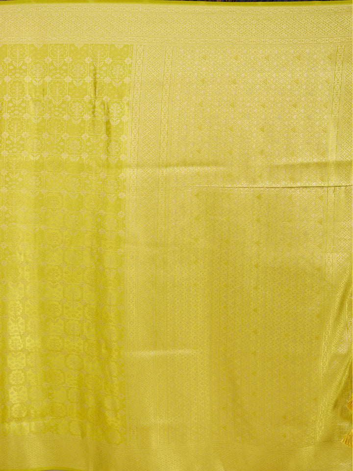 Lime Green Kanjivaram Art Silk Saree