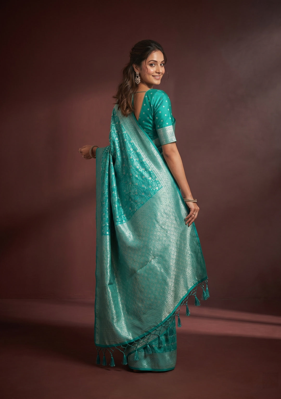 Turquoise Blue Kanjivaram Art Silk Saree