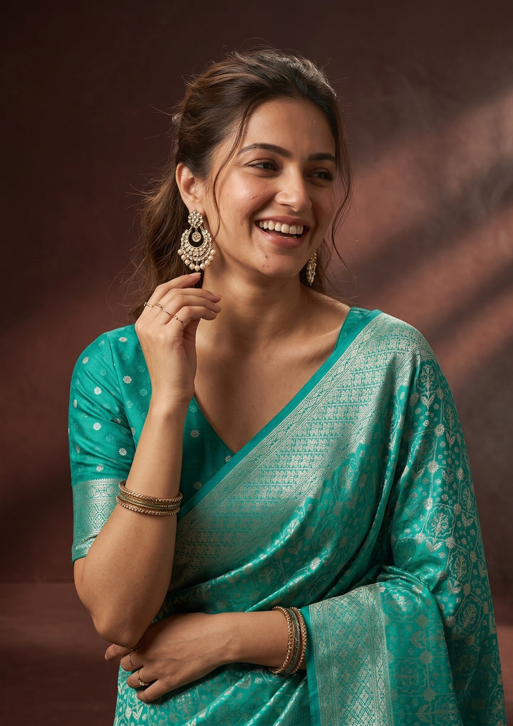 Turquoise Blue Kanjivaram Art Silk Saree