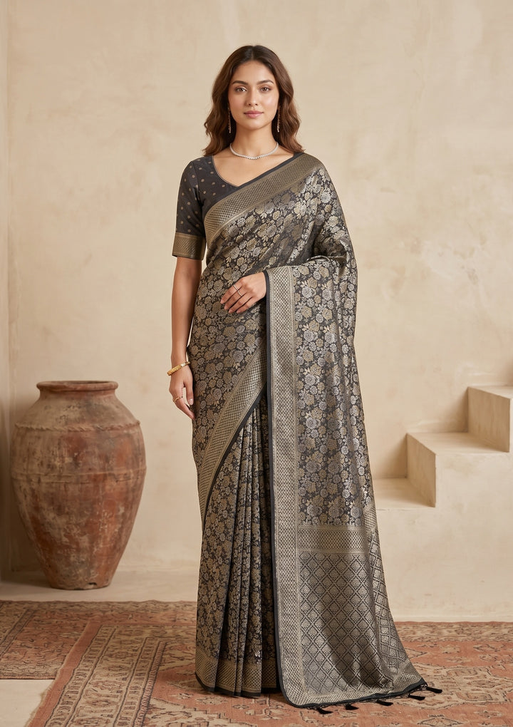 Black Banarasi Art Silk Saree