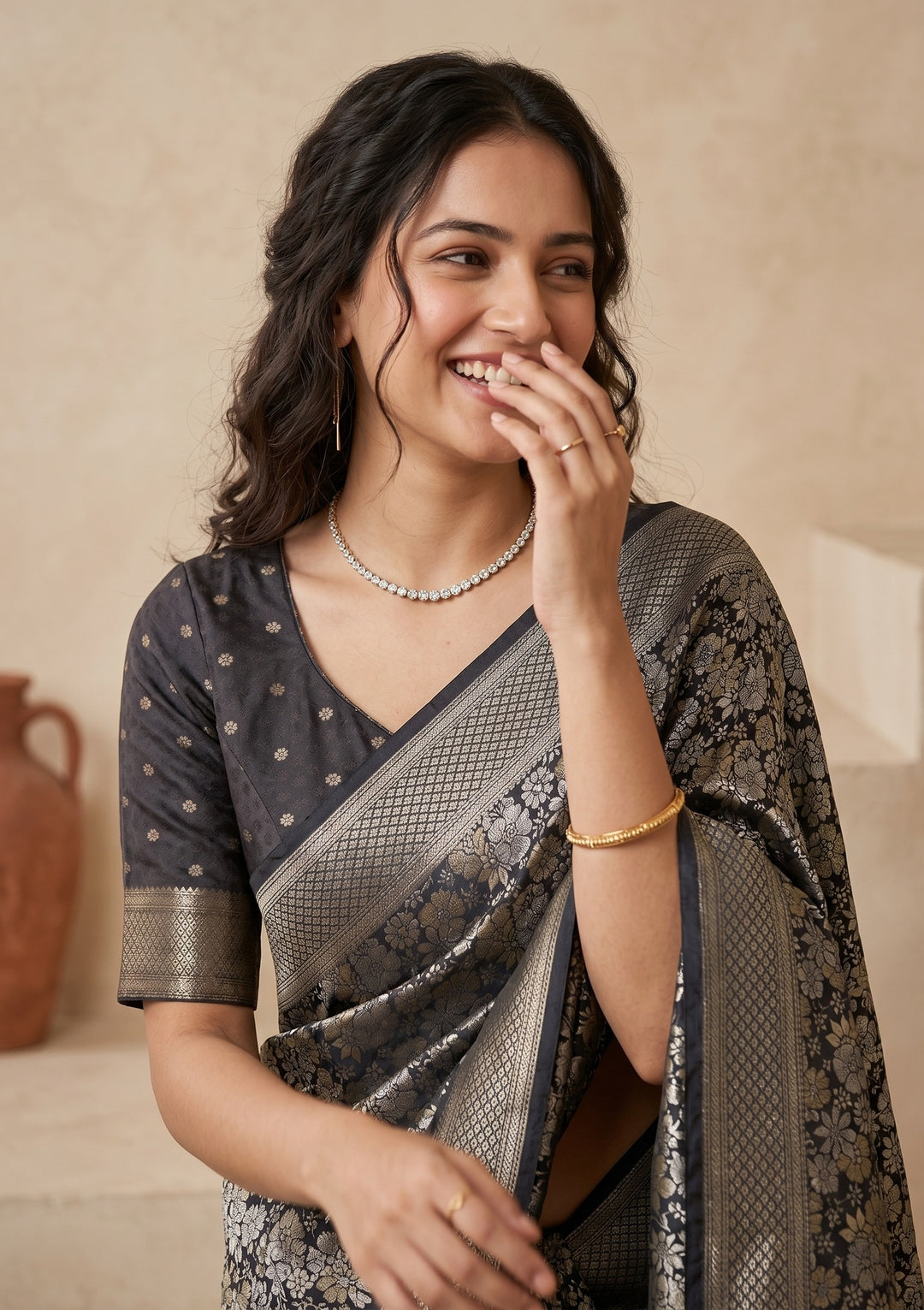 Black Banarasi Art Silk Saree