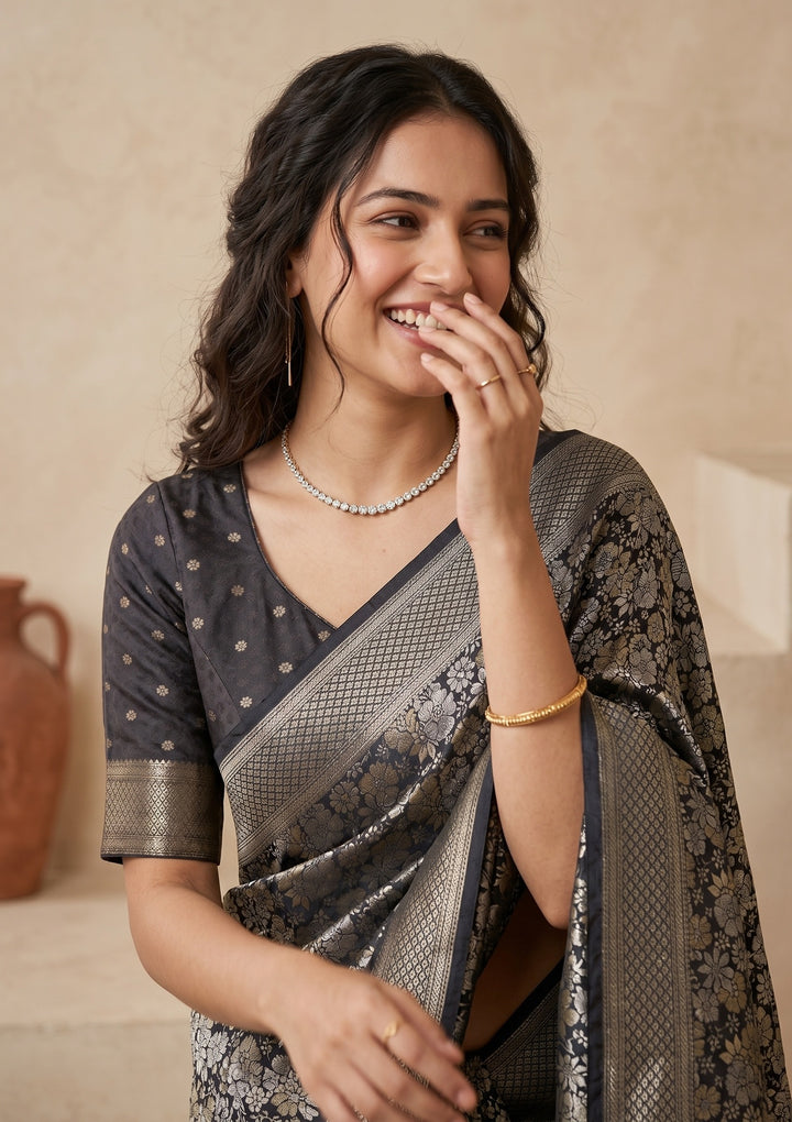Black Banarasi Art Silk Saree