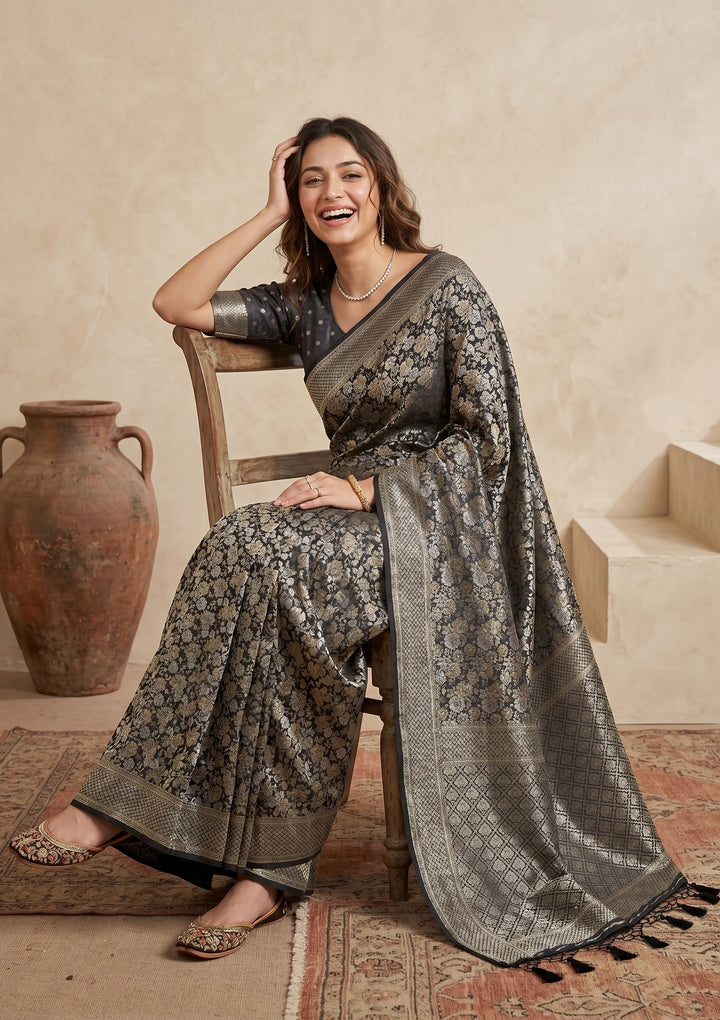 Black Banarasi Art Silk Saree
