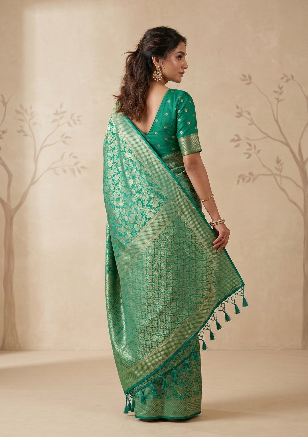 Rama Green Banarasi Art Silk Saree