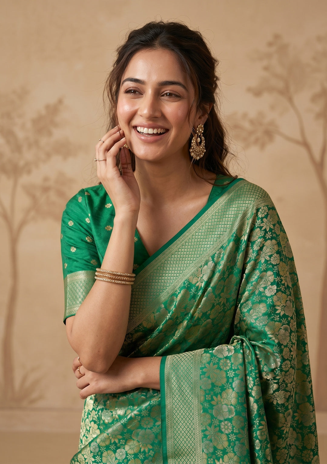 Rama Green Banarasi Art Silk Saree