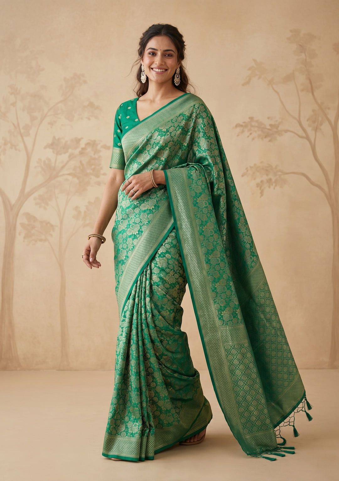 Rama Green Banarasi Art Silk Saree