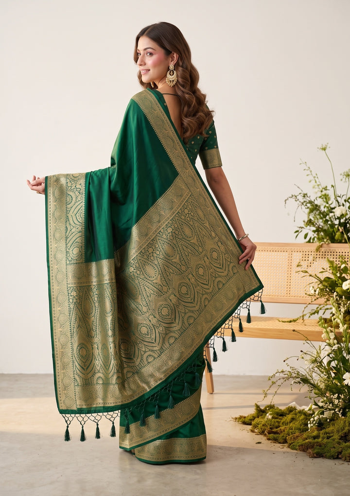 Bottle Green Banarasi Art Silk Saree