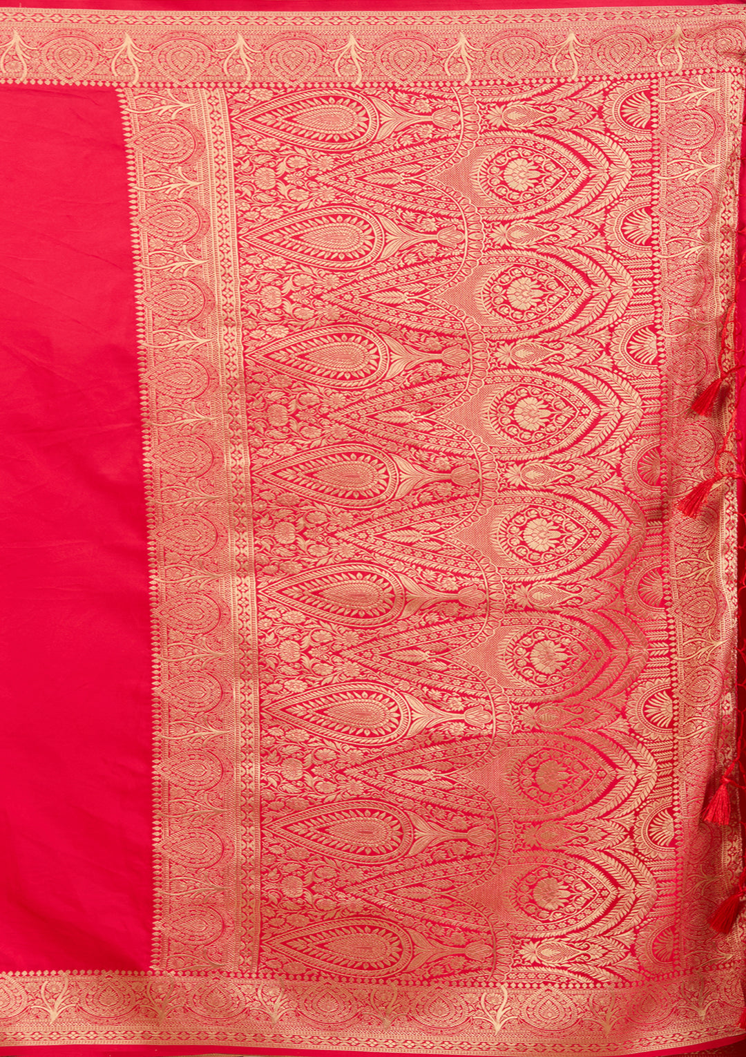 Rani Pink Banarasi Silk Saree With Matching Blouse Piece