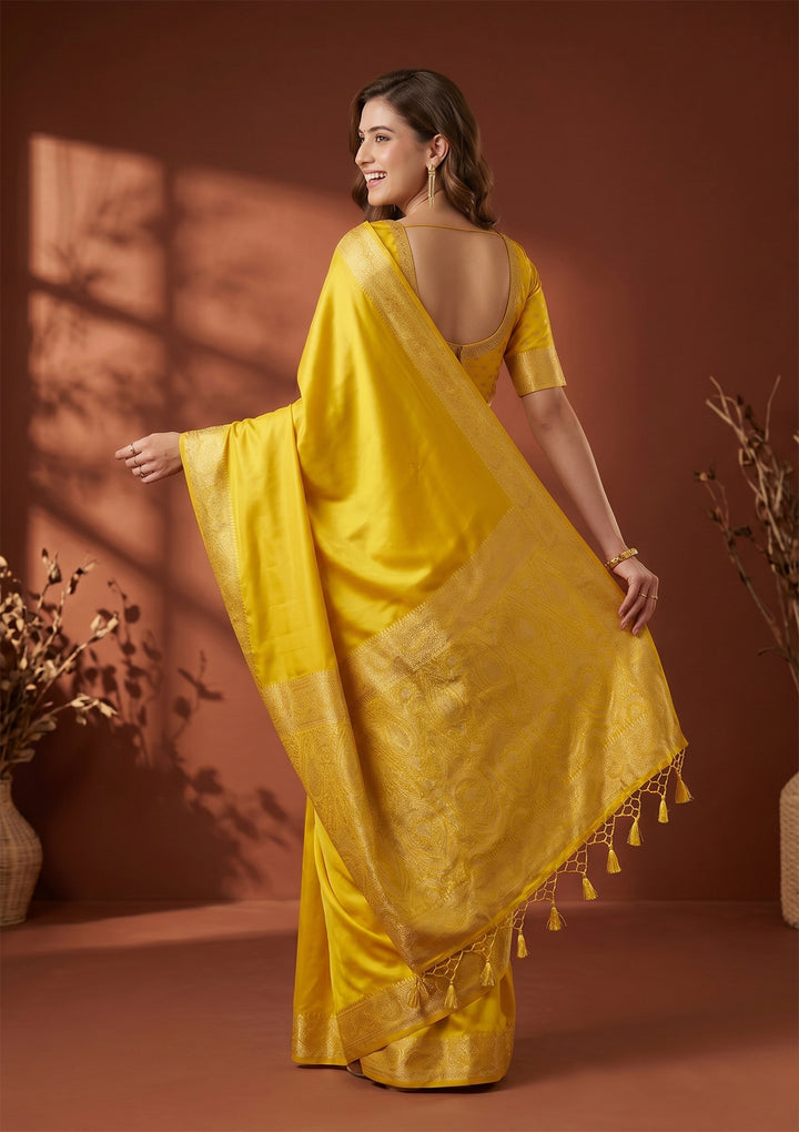 Yellow Banarasi Art Silk Saree