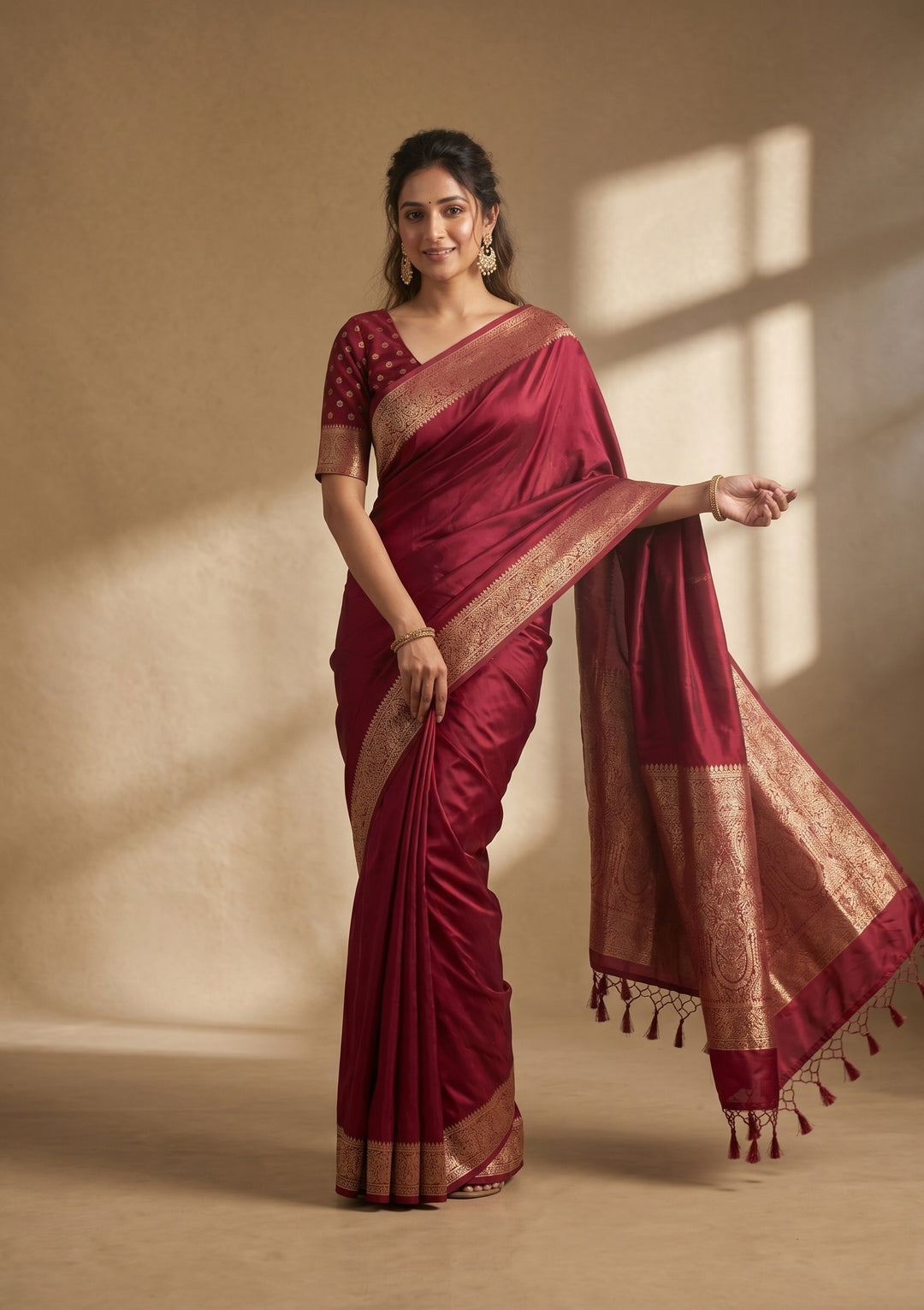 Maroon Banarasi Art Silk Saree