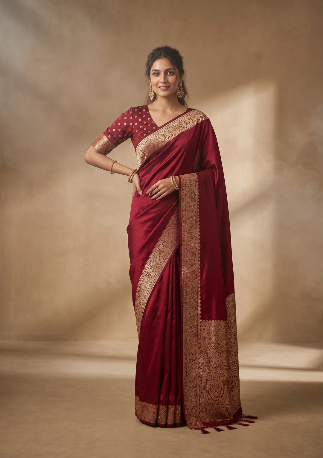 Maroon Banarasi Art Silk Saree