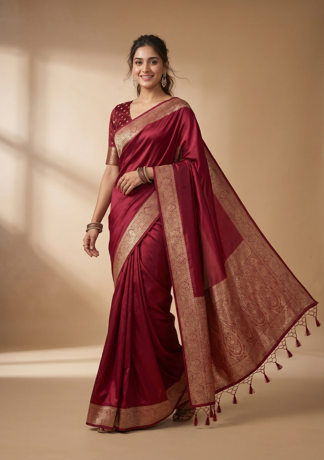 Maroon Banarasi Art Silk Saree