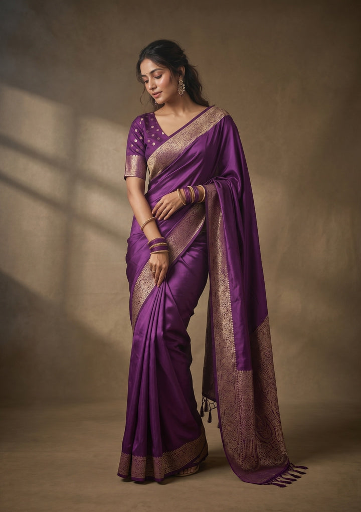 Purple Banarasi Art Silk Saree