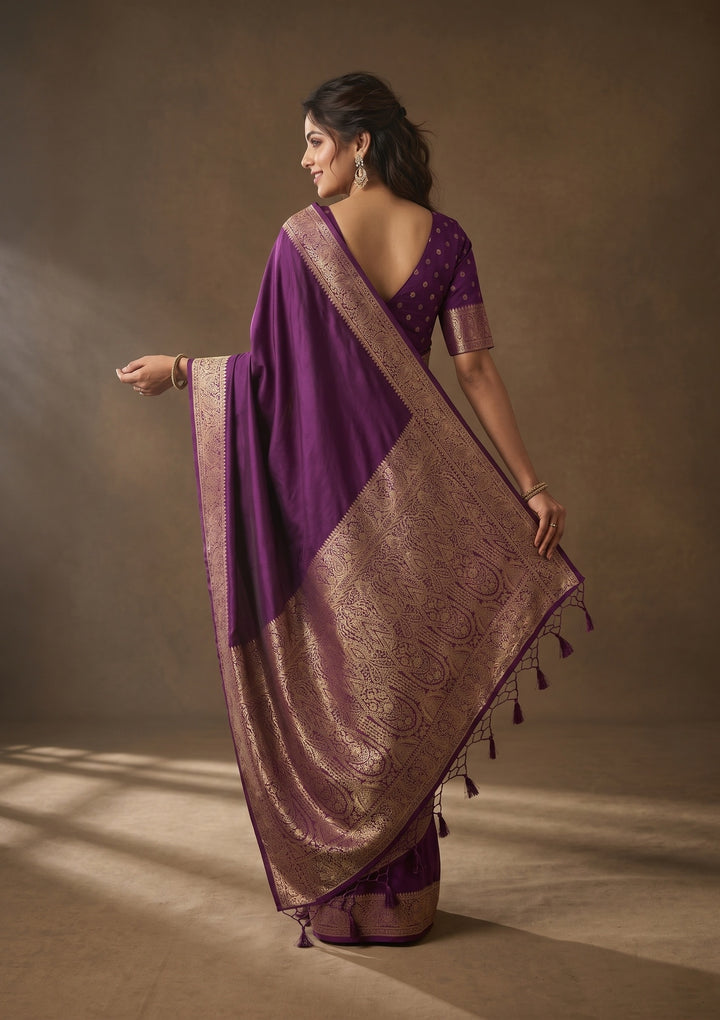 Purple Banarasi Art Silk Saree